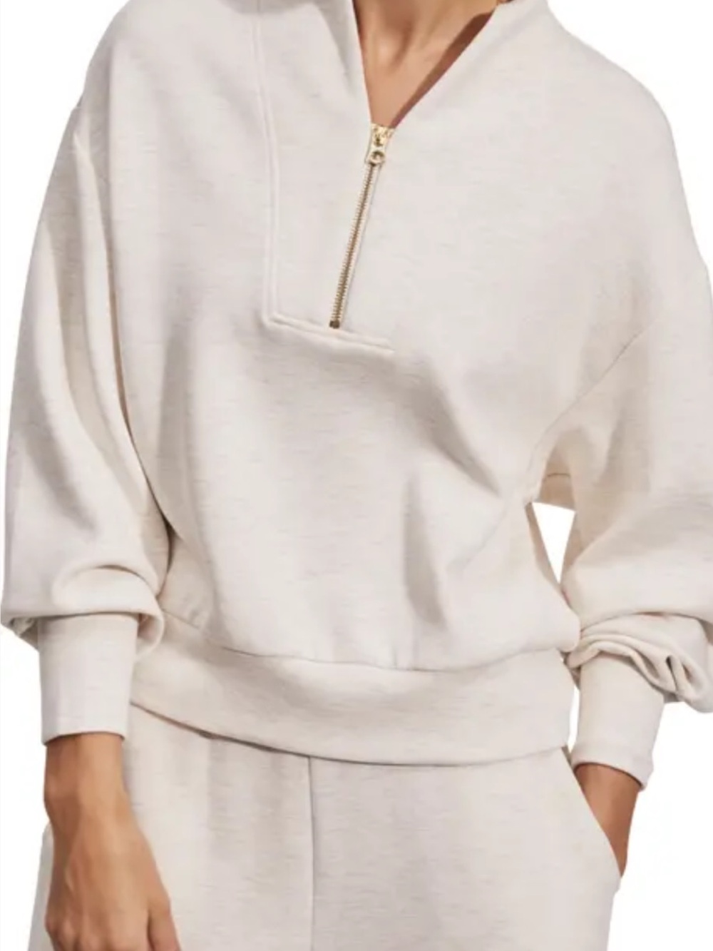 Varley Hawley Half-Zip Pullover Sweatshirt Ivory Marl XS